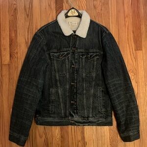 Madewell Sherpa Lined Denim Trucker Jacket L